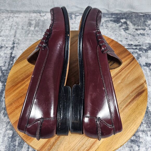 LL Bean Cordovan Penny Loafers Beef Roll Burgundy Oxblood Leather Men’s 9.5 EE main image 5